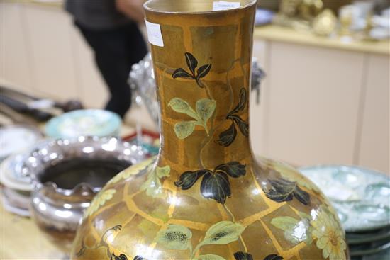 A gilt lacquer porcelain vase, height 51cm